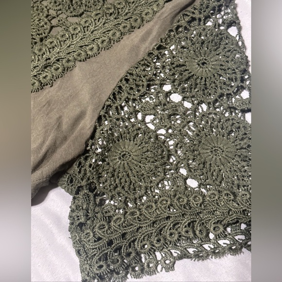 Simply Irresistible Womens Large Crocheted Overlay Green Lace Blouse St Patricks - Picture 5 of 8